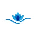 Abstract lotus flower logo vector blue color