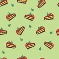 Seamless pattern sweets and dessert in pastel background color. for textile, fabric print, gift wrapping paper