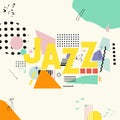 Jazz music typographic colorful background vector illustration. Geometric music festival poster, creative jazz banner design. Word Royalty Free Stock Photo