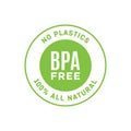 BPA Free, No Plastics, 100% Natural, BPA Free Label, Plastic Free Sticker, Template, Vector Illustration Background Royalty Free Stock Photo
