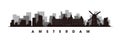 Amsterdam skyline and landmarks silhouette vector Royalty Free Stock Photo