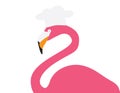 Pink Flamingo with chef hat isolated