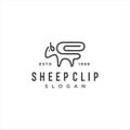 Sheep Clip Logo Idea Icon Design Stock Vector. Animal Paper Clips Logo Design Template. Monogram Goat Logo Angora Line Outline cli Royalty Free Stock Photo