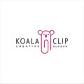 Koala Clip Logo Idea Icon Design Stock Vector. Animal Paper Clips Logo Design Template. Monogram Koala Logo Line Outline clip Royalty Free Stock Photo