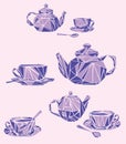 A cup of tea, the options of graphic solutions, logo, color, vector