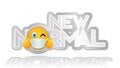 New normal big text typography with smiley tumbs up wear mask vector illustration