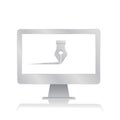 Writing fountain pen inside blank screen computer monitor with reflection minimalist modern icon vector illustration