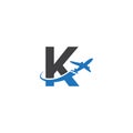 K letter logo with airplane Royalty Free Stock Photo