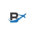 B letter logo with airplane Royalty Free Stock Photo