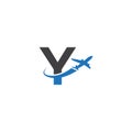 Y letter logo with airplane Royalty Free Stock Photo