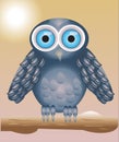 Cute and Funny Owl on a Branch Royalty Free Stock Photo
