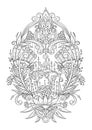 Abstract black and white floral ornament. Can be used for tattooing, drawing henna, design, printing on fabric. Coloring page for Royalty Free Stock Photo