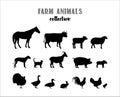Farm animals vector silhouettes. Easily Editable Vector. EPS 10. Royalty Free Stock Photo