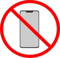 Modern mobile phone front view with stop sign