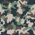 Seamless geometric camouflage pattern. Military texture with debris shape. Green forest texture, camo background. Vector