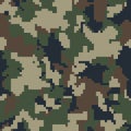 Digital pixel camouflage, seamless pattern. Desert color disguise military camo fabric. Vector camo texture