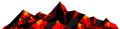 Abstract logo of mountain ranges, volcano with lava landscape, red and black tones. Vector background Royalty Free Stock Photo