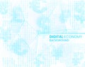 Digital Economy Background. Different currencies symbols made of 1 and 0 on a bright geometric background. Royalty Free Stock Photo