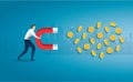 Man holding magnet. attracting money concept. vector illustration Royalty Free Stock Photo