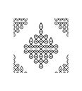 8X8 dots and curved lines of Indian Traditional Rangoli design is in Seamless pattern