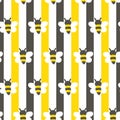 Stripy Bees Decoration Pattern, Cute Background, Seamless Pattern, Vector EPS 10. Royalty Free Stock Photo