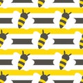 Abstract Striped Bees Pattern, Bug Wallpaper, Seamless Pattern, Vector Art EPS 10.
