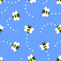 Buzz Bees Illustration, Seamless Pattern, Vector Art EPS 10.