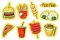 Fast Food Theme Stickers, Vector Illustration EPS 10. Royalty Free Stock Photo