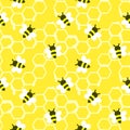 Honey Bees Illustration, Seamless Pattern, Editable, Vector EPS 10. Royalty Free Stock Photo