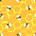 Honeycomb And Bees Pattern, Beehives Illustration, Seamless Pattern, Vector EPS 10. Royalty Free Stock Photo