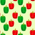Seamless Bell Peppers Pattern, Green Pepper And Red Pepper Illustration, Vector Illustration EPS 10.