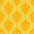 Seamless Colorful Flower Pattern, Nature Gold Elegant Wallpaper, Victorian Style, Fashionable, Vector Illustration EPS 10.