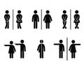 Set of WC sign Icon Vector Illustration on the white background. Vector man & woman icons. Royalty Free Stock Photo