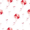 Pink kites seamless pattern vector