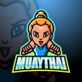 Muaythai mascot esport logo design