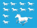 Animation Sequence White Horse Pegasus Running Cartoon Vector Illustration