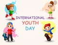 Happy International Youth Day with playing kids