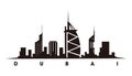 DUBAI skyline and landmarks silhouette vector
