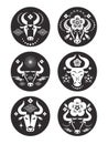 Collection of black and white bulls logos