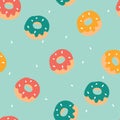 Seamless pattern with cartoon doughnut. for fabric print, textile, gift wrapping paper. colorful vector for kids, flat style