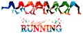 Running background with people silhouettes isolated. Sports, fitness, running, jogging, active people, training, recreational acti