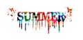 Word summer melting isolated. Summer traveling vector illustration with butterflies