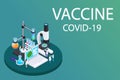 Prevention concept.Vaccination prevent pandemic of coronavirus or COVID-19.isometric vector illustration. Royalty Free Stock Photo