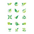 Leaf, plant, logo, ecology, people, wellness, green, leaves, nature symbol icon set of vector designs. Royalty Free Stock Photo