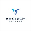 Abstract Letter V Tech Logo Polygon Colorful Design Vector Stock Template. Modern Initial V Logo Design Icon. Triangle Alphabet V