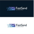 Fast Mail Logo Template Sending Sign. Fast Message Service Logo Design Vector Stock. Fast Post Logo Design Template. Mail Delivery