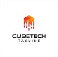Cube Tech Logo Technology Digital Design Template. Hexagon Tech Logo Design Stock Vector. Box Tech logo Design Icon. fast box logo Royalty Free Stock Photo