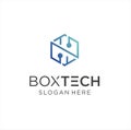 Hexagon Tech Logo Design Stock Vector. Cube Tech Logo Technology Digital Design Template. Box Tech logo Design Icon Royalty Free Stock Photo