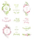 Print. Vector set of floral frames. Vector set of motivational phrases. Postcards, poters Royalty Free Stock Photo