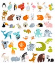 Print. Big vector set of different animals.